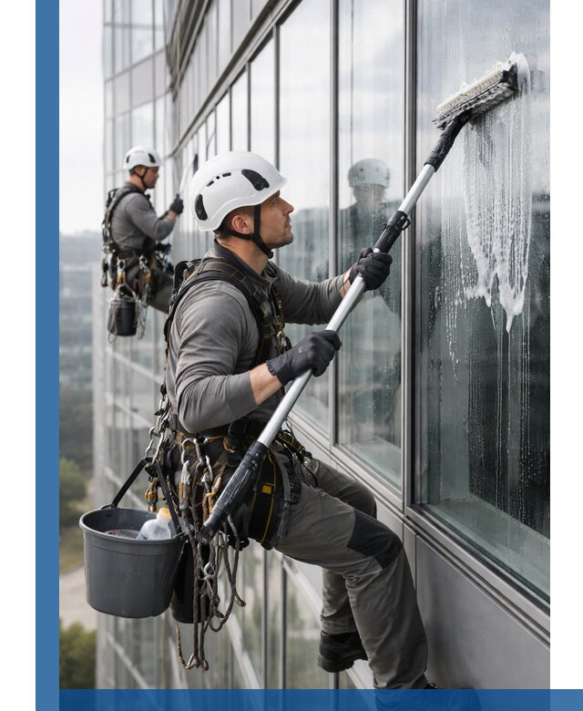 Высотная мойка сплошного остекления с выездом в Волжском