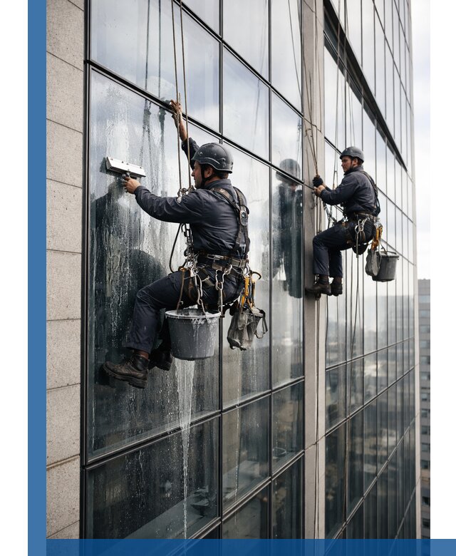 Профессиональная мойка стеклянных фасадов зданий в Волжском