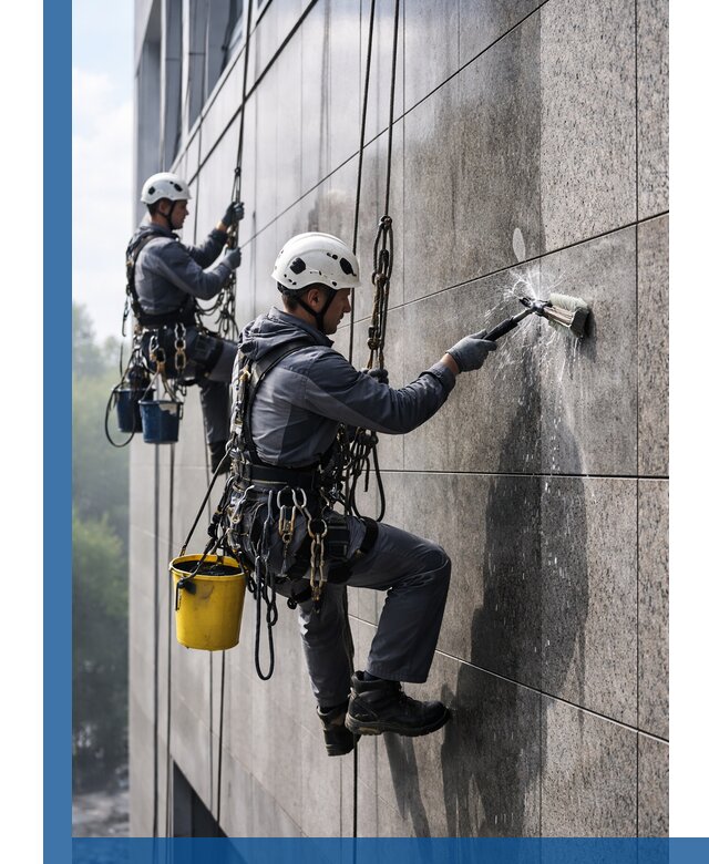 Профессиональная мойка фасада из керамогранита в Волжском