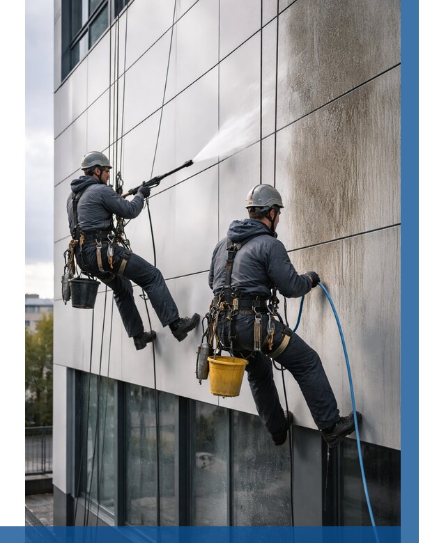 Мойка фасада из композита в Волжском по цене от 304 р. | ВЫСОТНИК-Влж