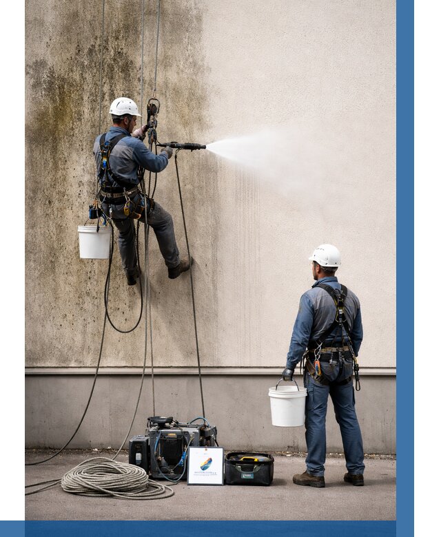 Очистка фасада от плесени в Волжском от 304 р. | ВЫСОТНИК-Влж