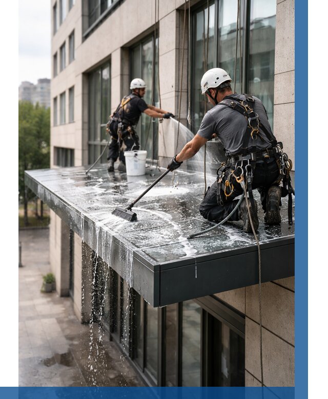 Мойка козырьков и навесов в Волжском от 3546 р. | ВЫСОТНИК-Влж