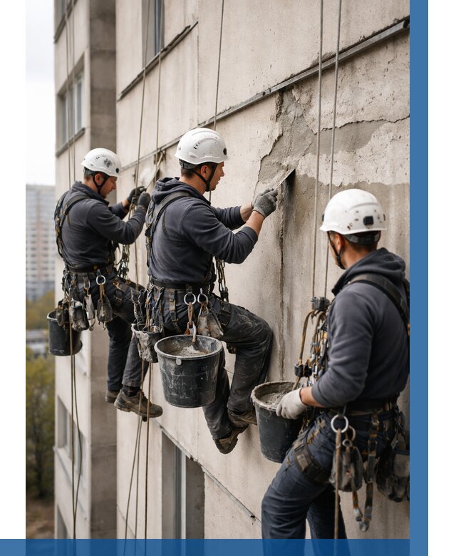 Ремонт бетонных элементов фасада в Волжском от 2533 р. | ВЫСОТНИК-Влж