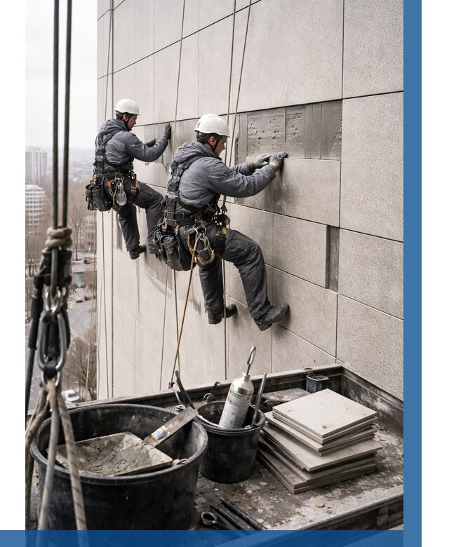 Ремонт фасада из керамогранита в Волжском от 2533 р. | ВЫСОТНИК-Влж