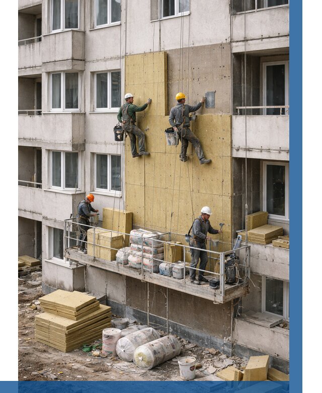 Утепление фасада минватой в Волжском от 1520 р. | ВЫСОТНИК-Влж