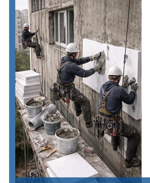 Утепление фасада пенополистиролом в Волжском под ключ