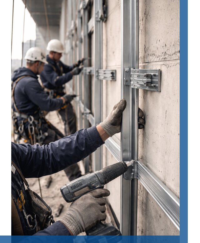 Монтаж подсистемы вентфасада в Волжском от 861 р. | ВЫСОТНИК-Влж