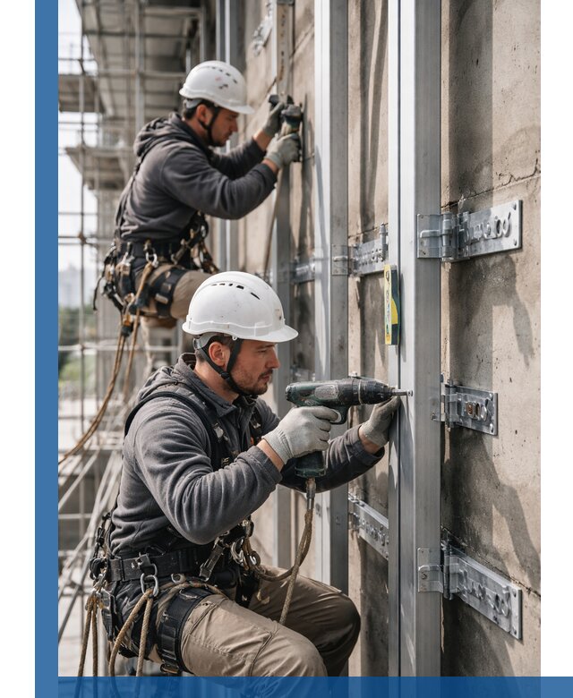 Монтаж и крепление подсистемы вентфасада в Волжском