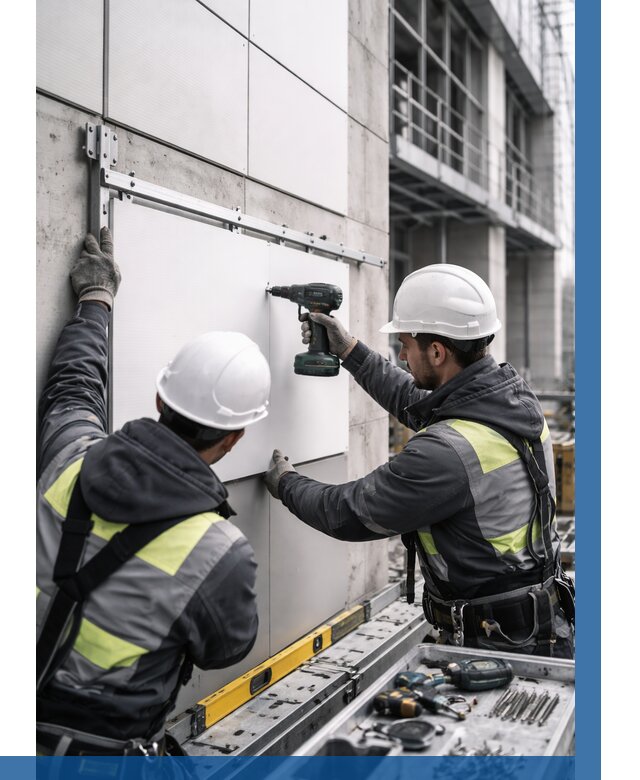 Монтаж композитных панелей фасада в Волжском от 2533 р. | ВЫСОТНИК-Влж