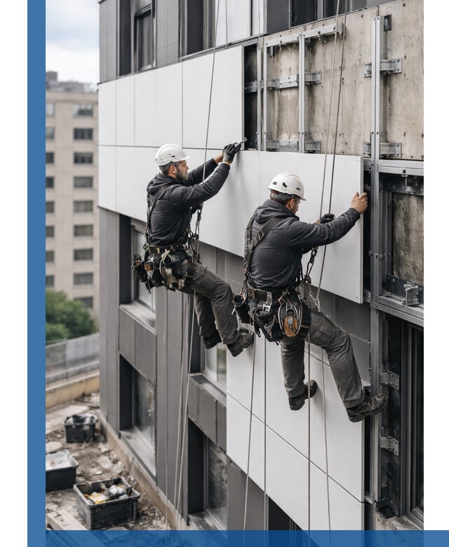 Монтаж композитных панелей фасада в Волжском под ключ