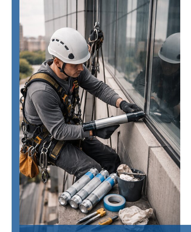 Герметизация стыков витража в Волжском для герметичных фасадов