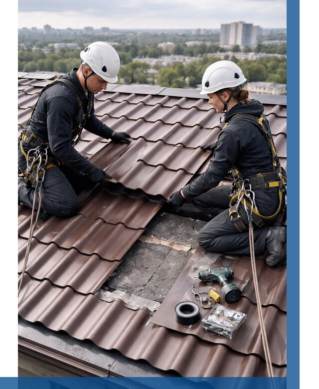 Ремонт металлочерепицы на крыше в Волжском от 912 р. | ВЫСОТНИК-Влж