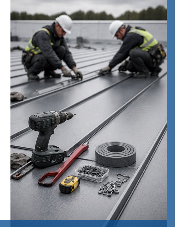 Монтаж фальцевой кровли в Волжском от 1823 р. | ВЫСОТНИК-Влж