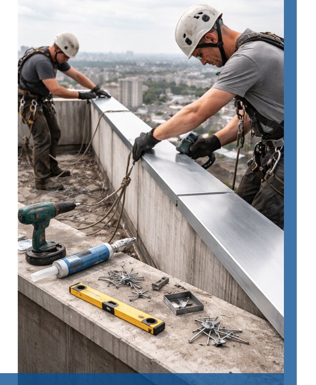 Монтаж парапетных крышек в Волжском от 810 р. | ВЫСОТНИК-Влж