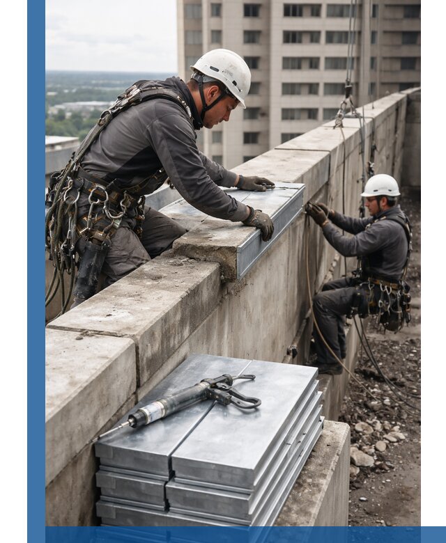 Замена парапетных крышек и установка новых в Волжском