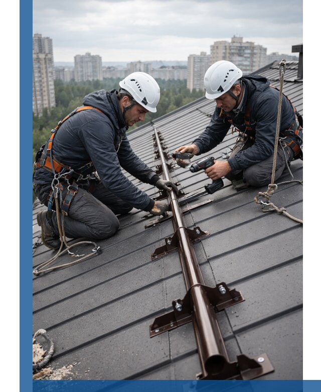 Монтаж снегозадержателей на кровле зданий в Волжском под ключ