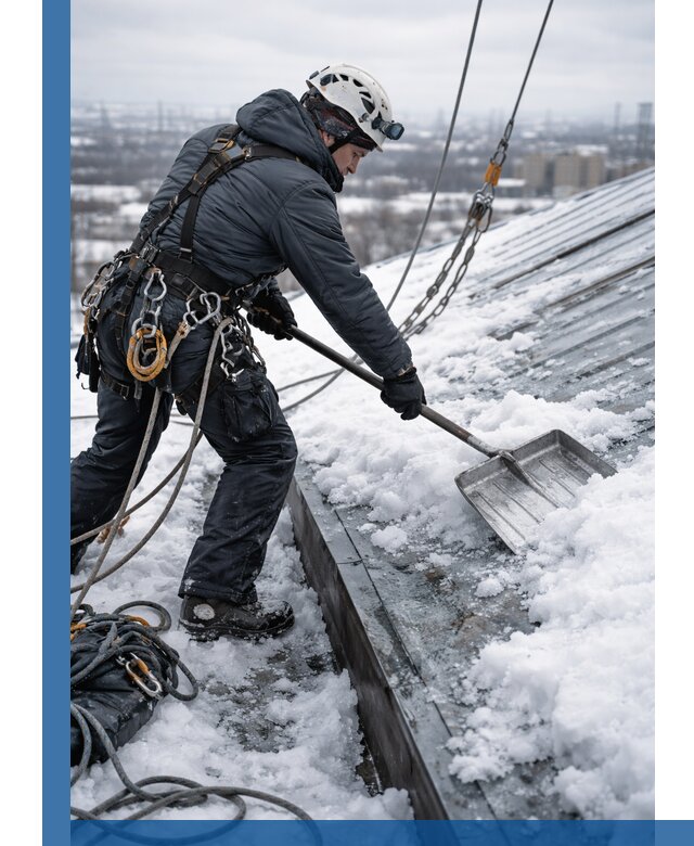 Профессиональная очистка кровли от снега и наледи в Волжском