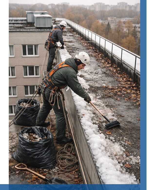 Очистка кровли по периметру в Волжском от 557 р. | ВЫСОТНИК-Влж