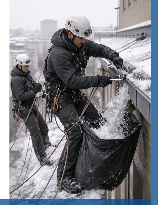 Аварийная очистка крыши в Волжском под ключ от 304 р. | ВЫСОТНИК-Влж