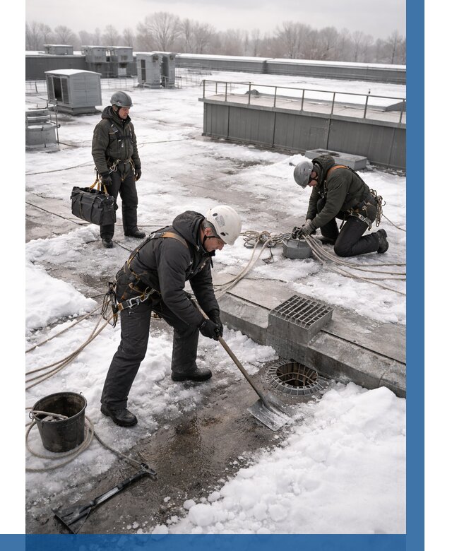 Абонентское обслуживание кровли зимой в Волжском от 8104 р. | ВЫСОТНИК-Влж