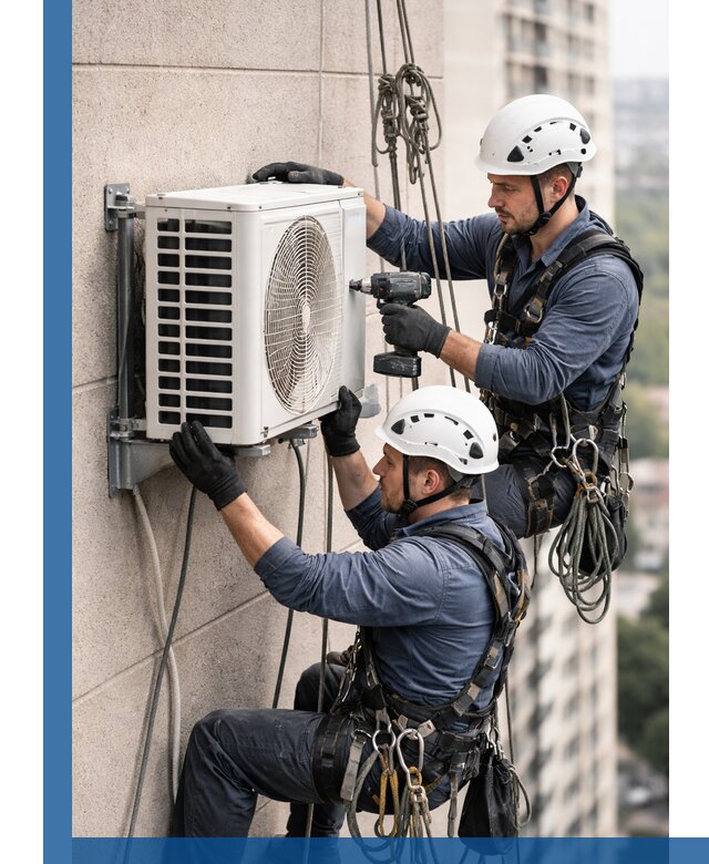 Монтаж внешнего блока кондиционера в Волжском установка и крепление