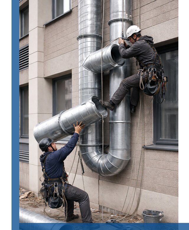 Монтаж фасадных воздуховодов в Волжском с герметизацией и крепежом