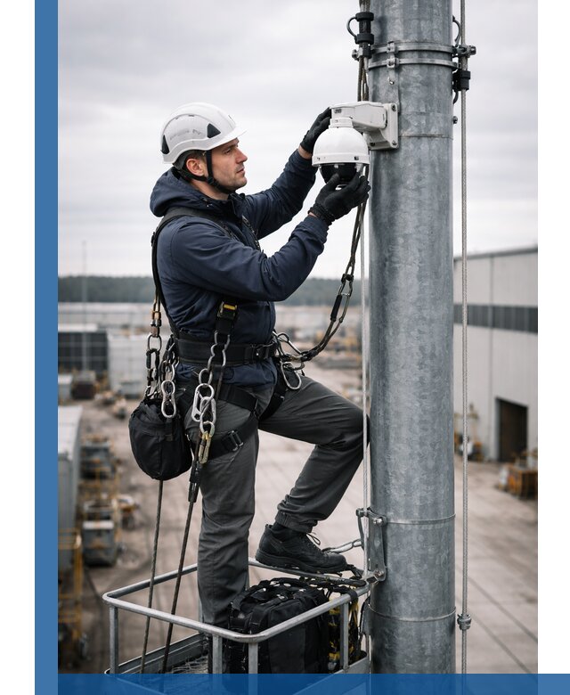 Профессиональная установка видеокамер на мачте в Волжском