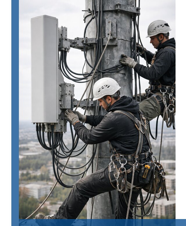 Монтаж оборудования связи на мачте в Волжском с пусконаладкой