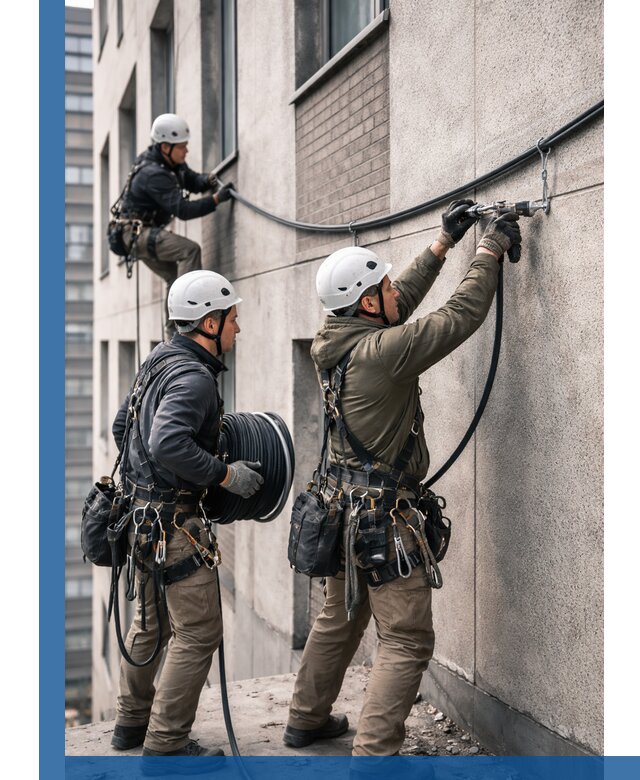 Прокладка кабеля по фасаду в Волжском, профессиональный монтаж