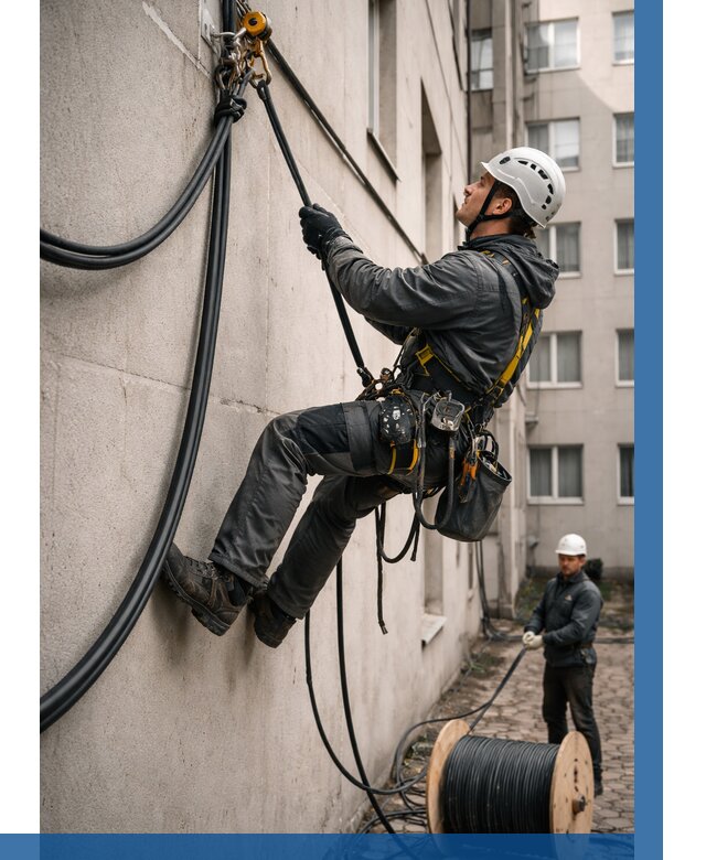 Протяжка кабеля питания на высоте в Волжском от 456 р. | ВЫСОТНИК-Влж