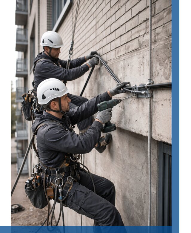 Крепление кабеля на фасаде в Волжском от 355 р. | ВЫСОТНИК-Влж