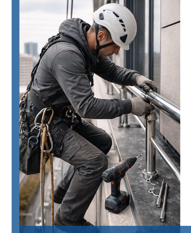 Монтаж ограждений на высоте в Волжском для зданий и конструкций