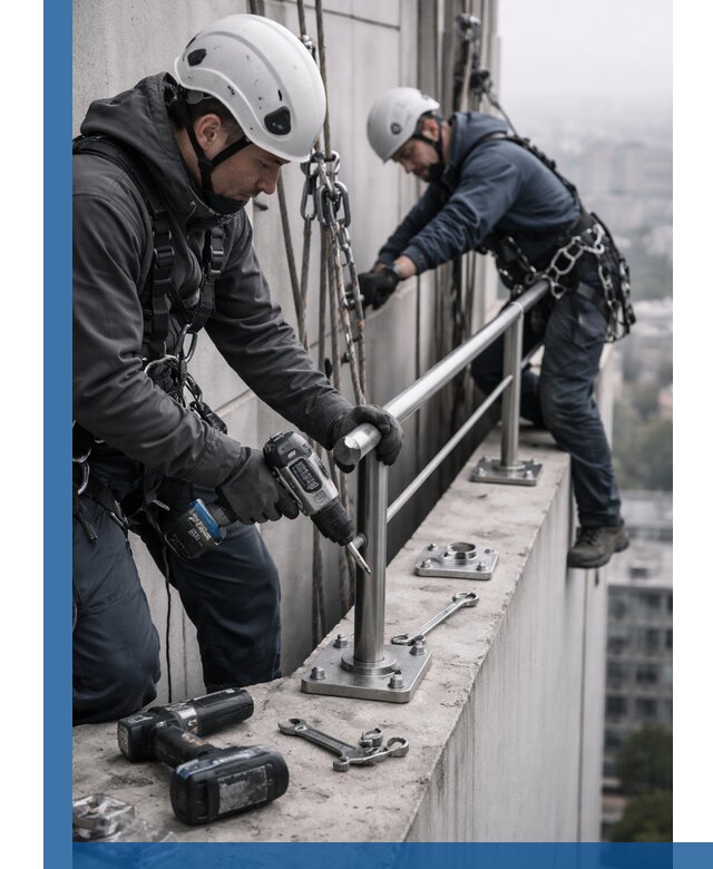 Монтаж перил на высоте в Волжском для жилых и промобъектов