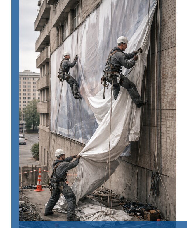 Демонтаж баннеров с фасада в Волжском оперативно и безопасно