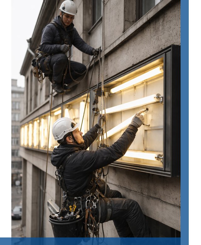 Замена ламп в вывеске в Волжском под ключ от 3546 р. | ВЫСОТНИК-Влж