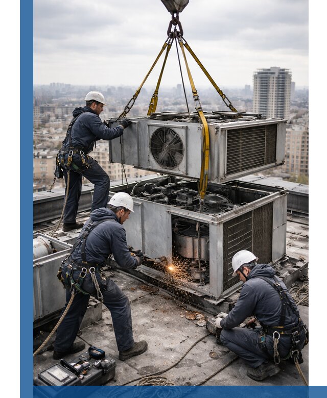 Демонтаж крышной установки в Волжском любой сложности