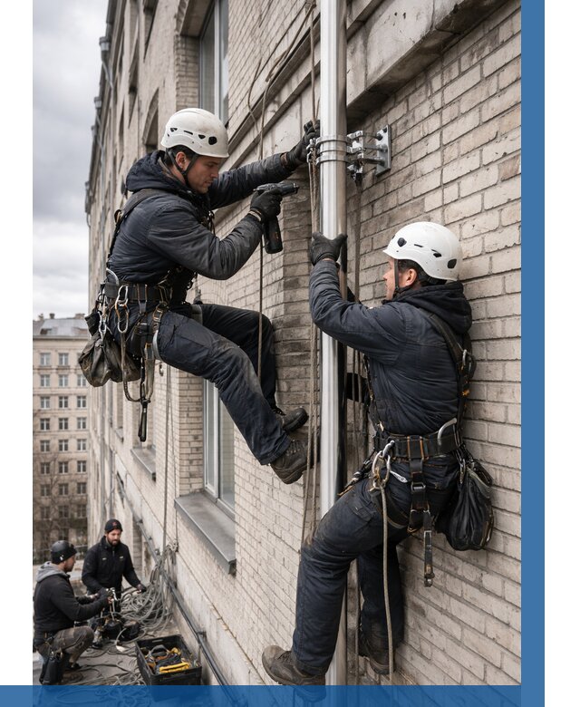 Монтаж флагштока на здании в Волжском от 6585 р. | ВЫСОТНИК-Влж