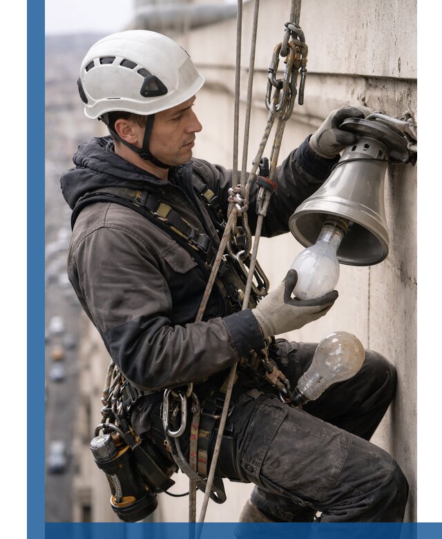 Замена ламп на высоте в Волжском профессионально и быстро