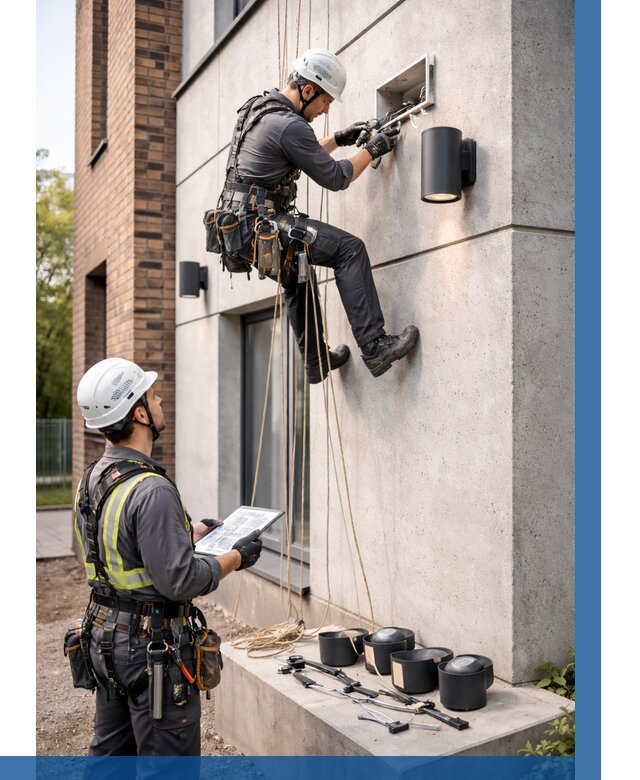 Монтаж фасадного освещения в Волжском от 2533 р. | ВЫСОТНИК-Влж