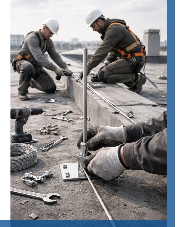 Монтаж молниезащиты на кровле в Волжском цена от 25325 р. | ВЫСОТНИК-Влж