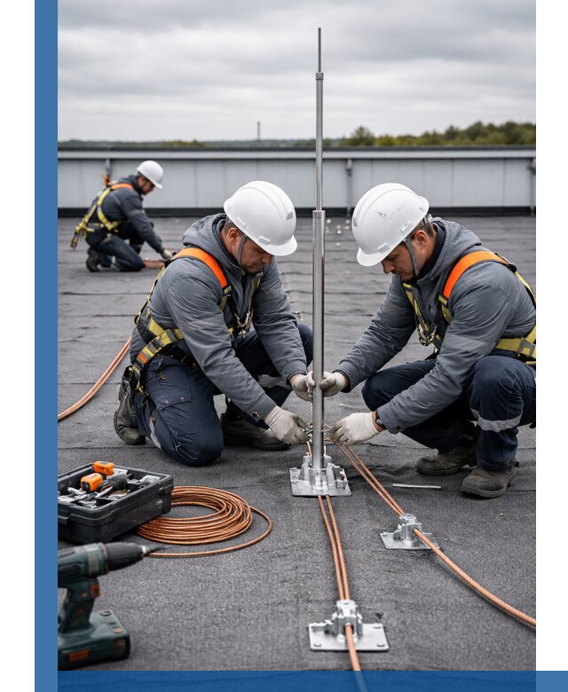 Монтаж молниезащиты на кровле в Волжском под ключ с гарантией