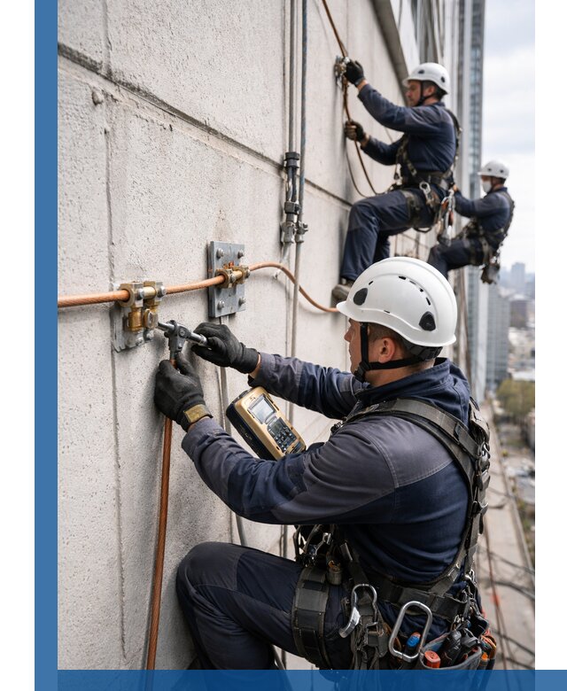 Монтаж системы заземления здания и молниезащиты в Волжском