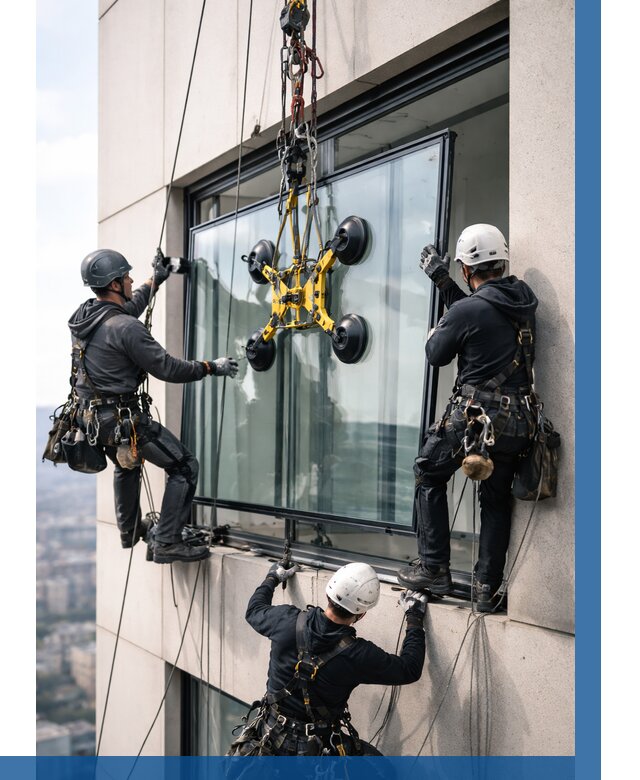 Монтаж стеклопакетов на высоте в Волжском от 3242 р. | ВЫСОТНИК-Влж