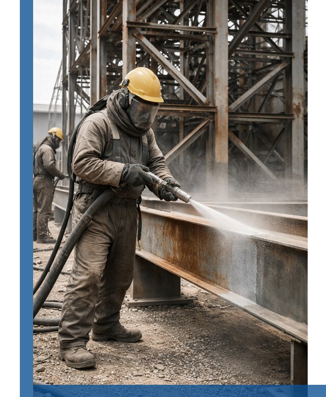 Пескоструйная очистка металлоконструкций в Волжском промышленная