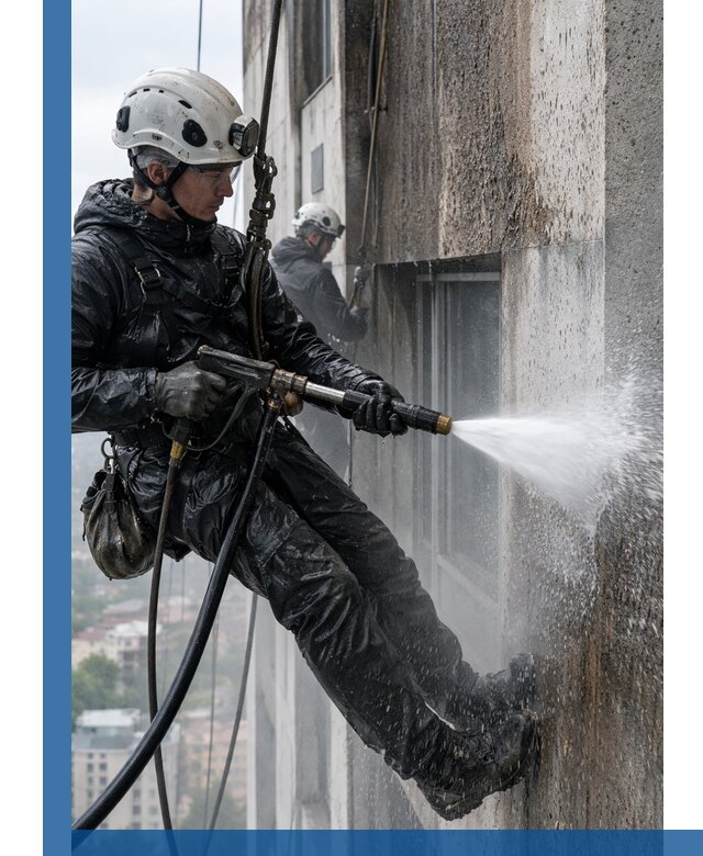 Гидроструйная очистка фасадов и конструкций в Волжском