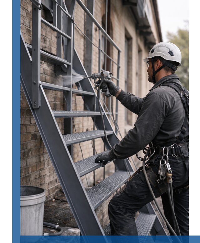 Покраска и антикоррозионная защита пожарных лестниц в Волжском