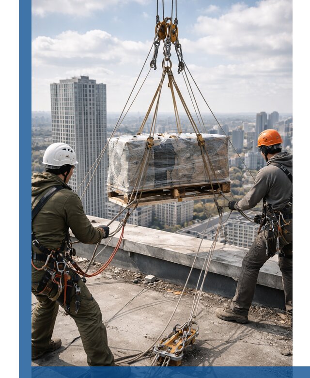 Подъем и монтаж крупногабаритных грузов на крышу в Волжском