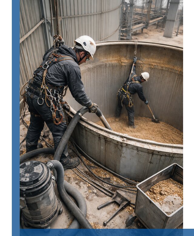 Профессиональная чистка зерновых бункеров в Волжском с выездом