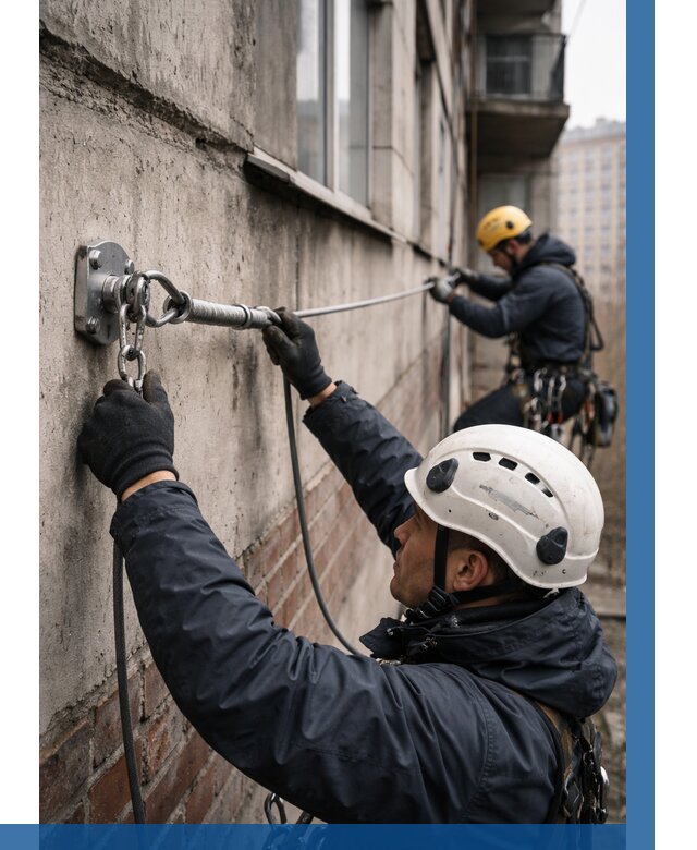 Монтаж анкерных линий в Волжском от 3039 р. | ВЫСОТНИК-Влж