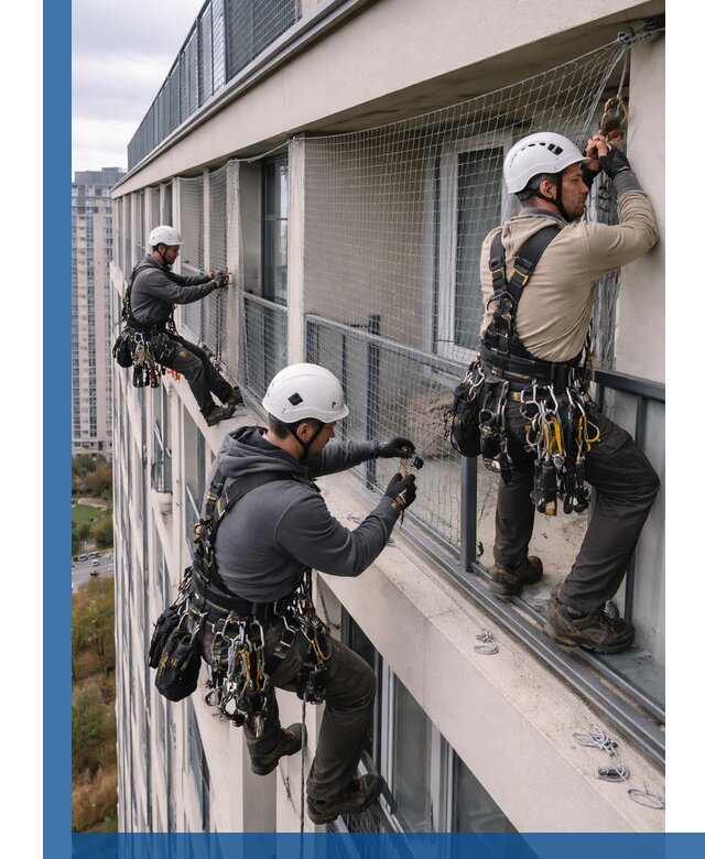 Профессиональный монтаж защитной сетки от птиц в Волжском